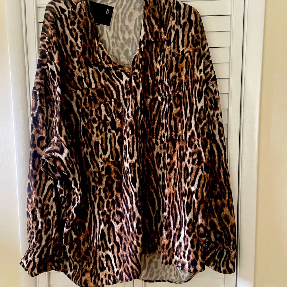 R13 Oversized Leopard-Print Cowboy Shirt